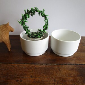 ONE Mid Century Modern Small White Planter Pot Vintage Sagaform Stoneware Plant Holder Bowl Ceramic Sweden Decor Scandinavian Design image 1