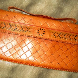 Fabulous Vintage Real Leather Clutch Bag Vintage Clutch Purse Boho Bag Hippie Bag Tan leather Bag Brown Clutch bag 1970s Gift for Her