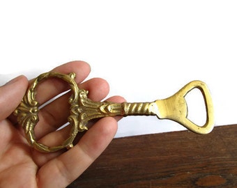 Vintage Brass Bottle Opener Collectible Beer Bottle Openers Mid Century Modern Barware Drink Ware Gift For Him Boyfriend Beer Lovers Gift