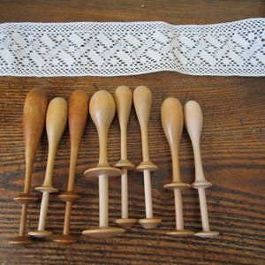 French Vintage Lace Making Bobbins Wooden Bobbins set of 8 random pick up For Rustic Primitive Home Décor For Lace Making Old Wood Tools