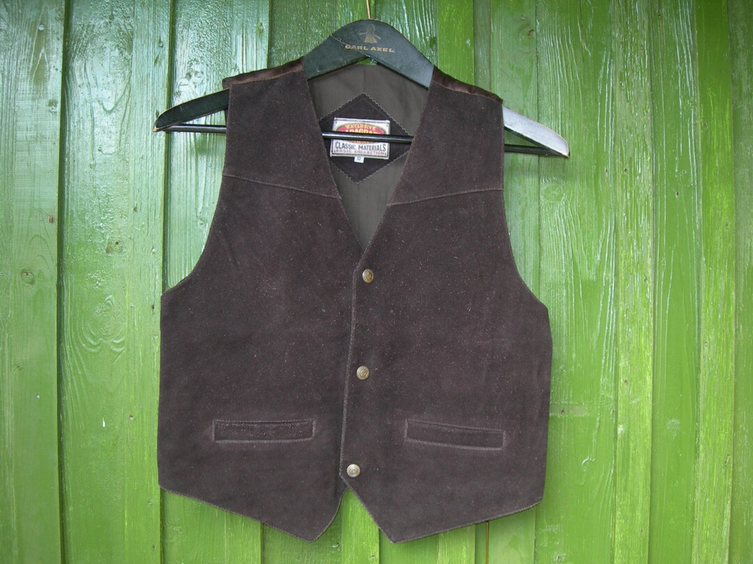 Brown Suede Vest Brown Leather Vest Men Biker Vest Genuine Etsy UK