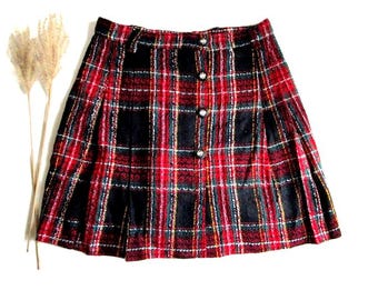 Minigonna vintage Y2K da donna, gonna a quadri, gonna tartan, gonna classica preppy rossa, nera, verde, bianca, moda invernale/autunnale, taglia media