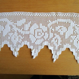 Swedish Crochet Valance Hand Crochet White Lace Valance Small White Crochet Window Curtain Crochet Valance Long Valance Cotton Lace Trim