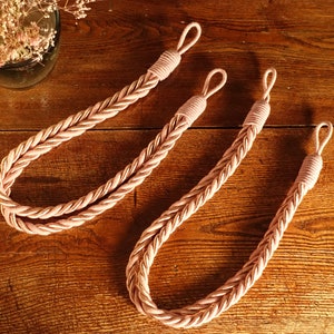 Vintage Swedish Curtain Tie Backs one Pair Braided Pink or Black Drape Tie Backs Cottage Décor Curtain Accessories Scandinavian Design