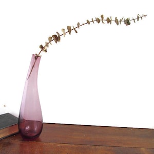 Vintage Purple Glass Vase Small Art Glass 9 inch Vase Flowers Vase MCM Vase Mid Century Modern Vase Home Decor Collectible Vases Gift idea