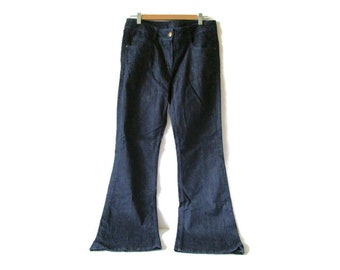 Y2K Vintage Blue Jeans Flair Boot Cut Dark Blue Denim 4 Pockets Woman size Eur40 / US10