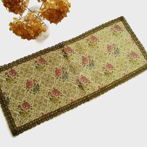Large Antique French Doily Table Runner Tablecloth Gold Beige Ornate Floral Shabby Chick Bohemian Home Decor Vintage Boudoir Item Paris