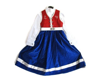NOS Scandinavian Festdrakt Party Dress for Girl . Girls Traditional Norway Folk Dress Style Inspired . Size EUR 104; EUR 110, Mint Condition