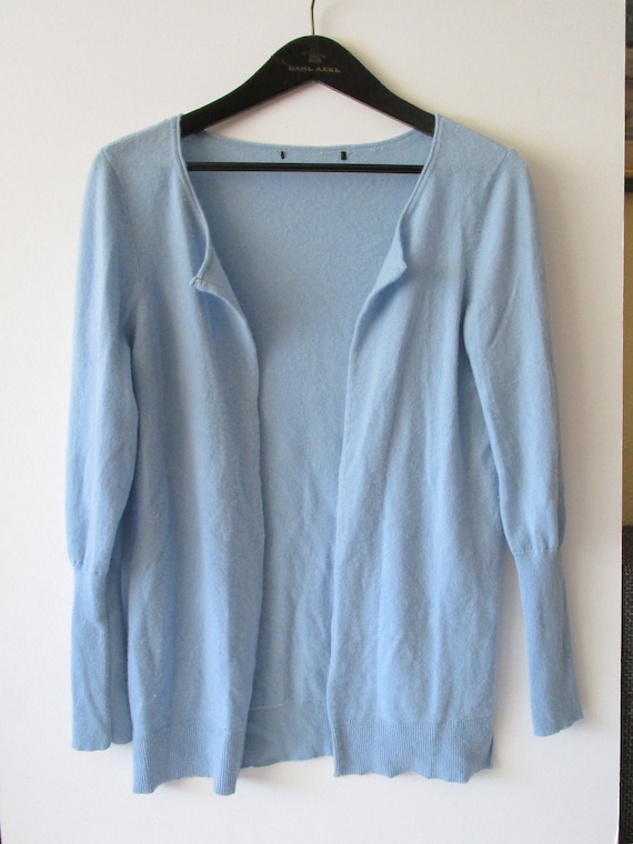 90s Vintage Pure Soft Cashmere Sweater Sky Blue L… - image 3