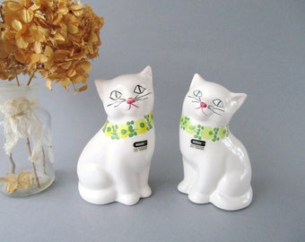 Par de estatuetas de gato da GULDKROKEN HJO Suécia White Kitty Cat Retro Cerâmica Gato Colecionável Gatos Amantes de Gatos Presente Prateleira Mesa Decoração RARO