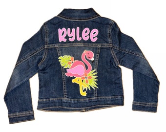 Malowana na zamówienie dziecięca kurtka dżinsowa