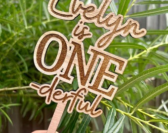 Personalised Wooden ONE-derful Cake Topper | 1st Birthday Keepsake