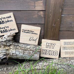 Vaderdagcadeau - baarden, bier, barbecues - mijn held - zoon en dochter - vadergrappen - gebruik als decor of als onderzetter. Houten, gegraveerd, handgemaakt.