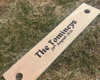 NEW! Old English Font Personalised Wedding Shot Board | Personalised | Engraved Carved Wood