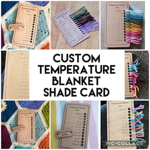 Carta de colores de manta tejida a crochet personalizada que indica la temperatura y el estado de ánimo
