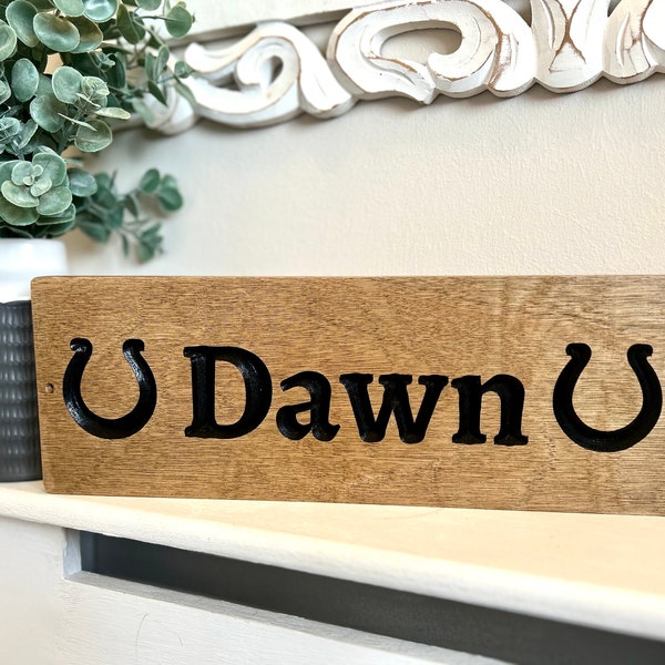 Stable Door Name Sign for Horses and Ponies | Personalised | Engraved Carved Wood |