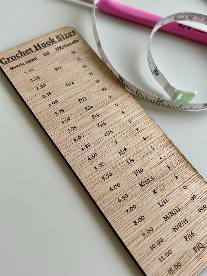 Uk/us/canada Metric (mm) Crochet Hook Size Conversion Chart Card - Etsy