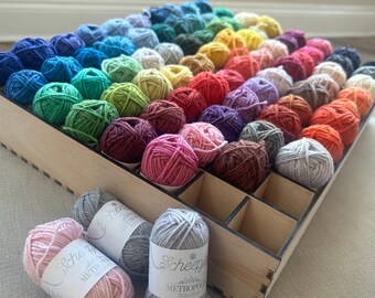 Wooden storage box for mini 10g yarn balls - 80 compartments