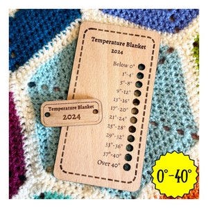 Crochet Knit Temperature Blanket 2024 Shade Card and Button