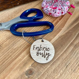 Fabric Only Scissors Tag | Wooden Gift for a Crafter | Sewing Accessories