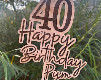 Personalised Wooden Number Cake Topper | Birthday Keepsake