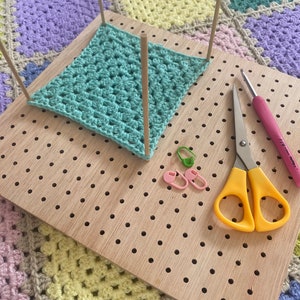 Wooden Blocking Board for Granny Square Gift for Knitting and Crochet Lover  Include 50 Stainless Steel Pins & Stand 8 11 14 