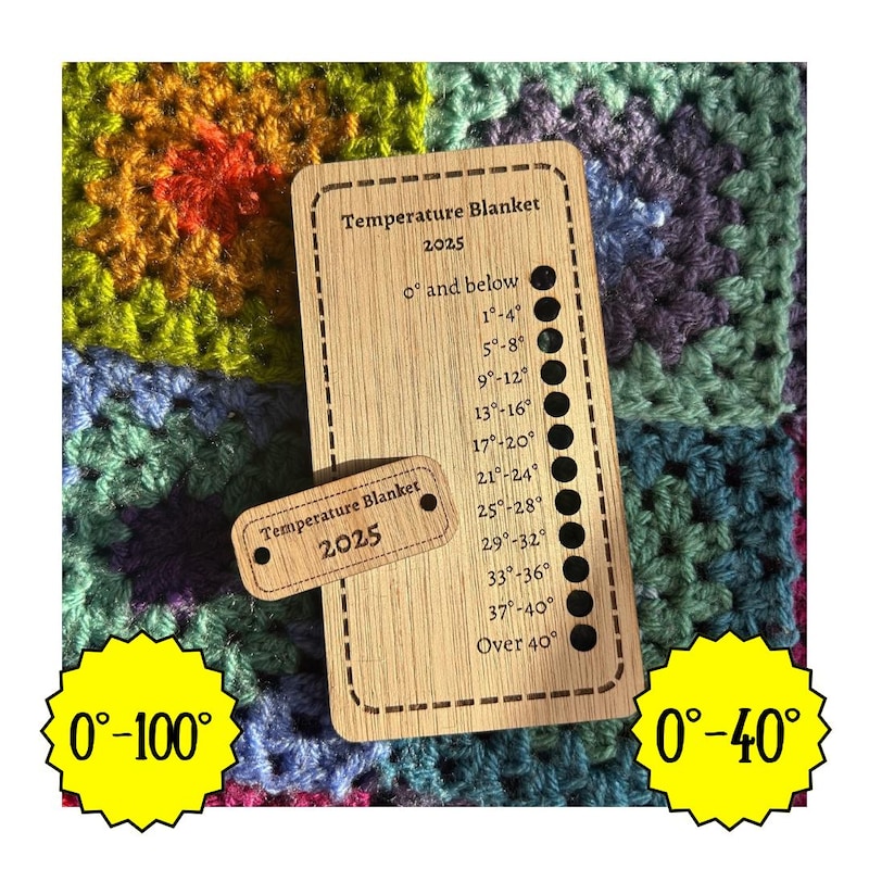 2025 Crochet Knit Temperature Blanket 0-40 0-100 Shade Card and Button