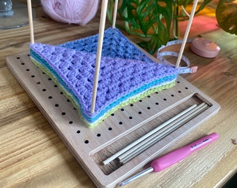 Crochet blocking board for blocking squares and granny squares up to 16x16cm. Small batch locally made.