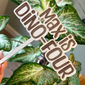 Topper per torta di dinosauro personalizzato DINO-FOUR / Completamente personalizzabile / T-Rex triceratopo diplodoco stegosauro