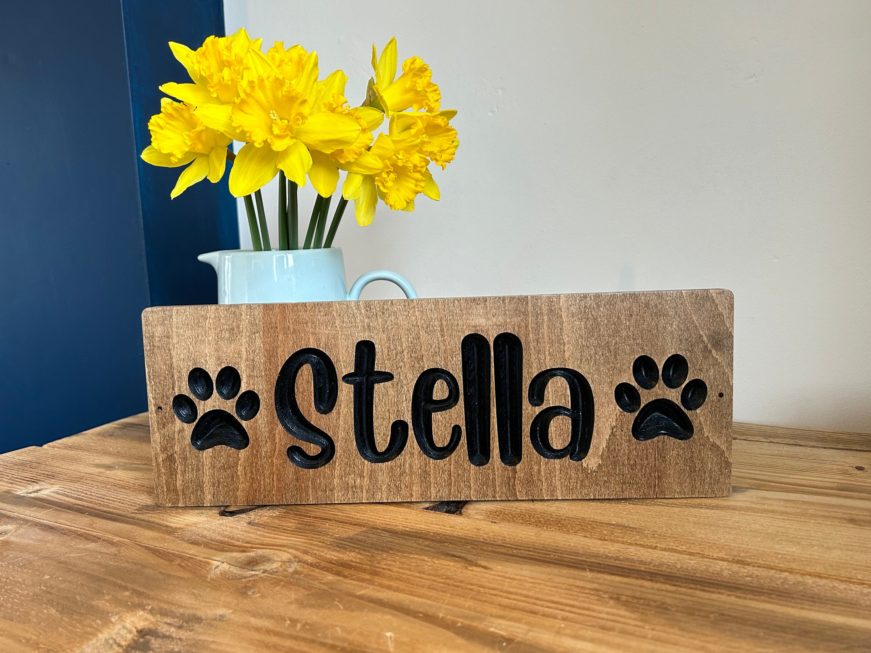 Dog Kennel Name Sign Personalised Engraved Carved Wood