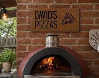 Pizza Kitchen | Fully Customisable | Personalised Garden Decor | Engraved Carved Wood