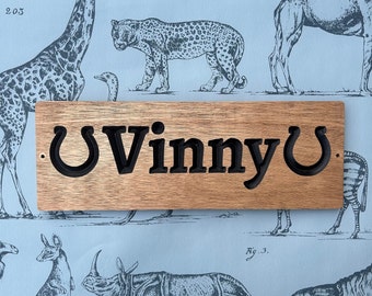 Horse Stable Door Name Sign | Personalised | Engraved Carved Wood |