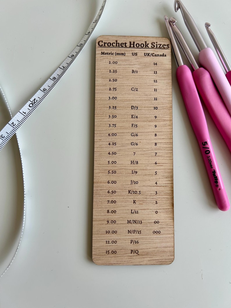 Uk/us/canada Metric (mm) Crochet Hook Size Conversion Chart Card - Etsy