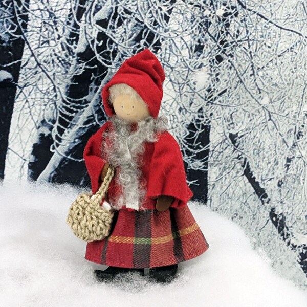 Handcrafted Tomte Gnome Girl w Crocheted Basket| Swedish Christmas| Nordic| Scandinavian| Tradition| Elf Ornament| Nisse| Gift Idea