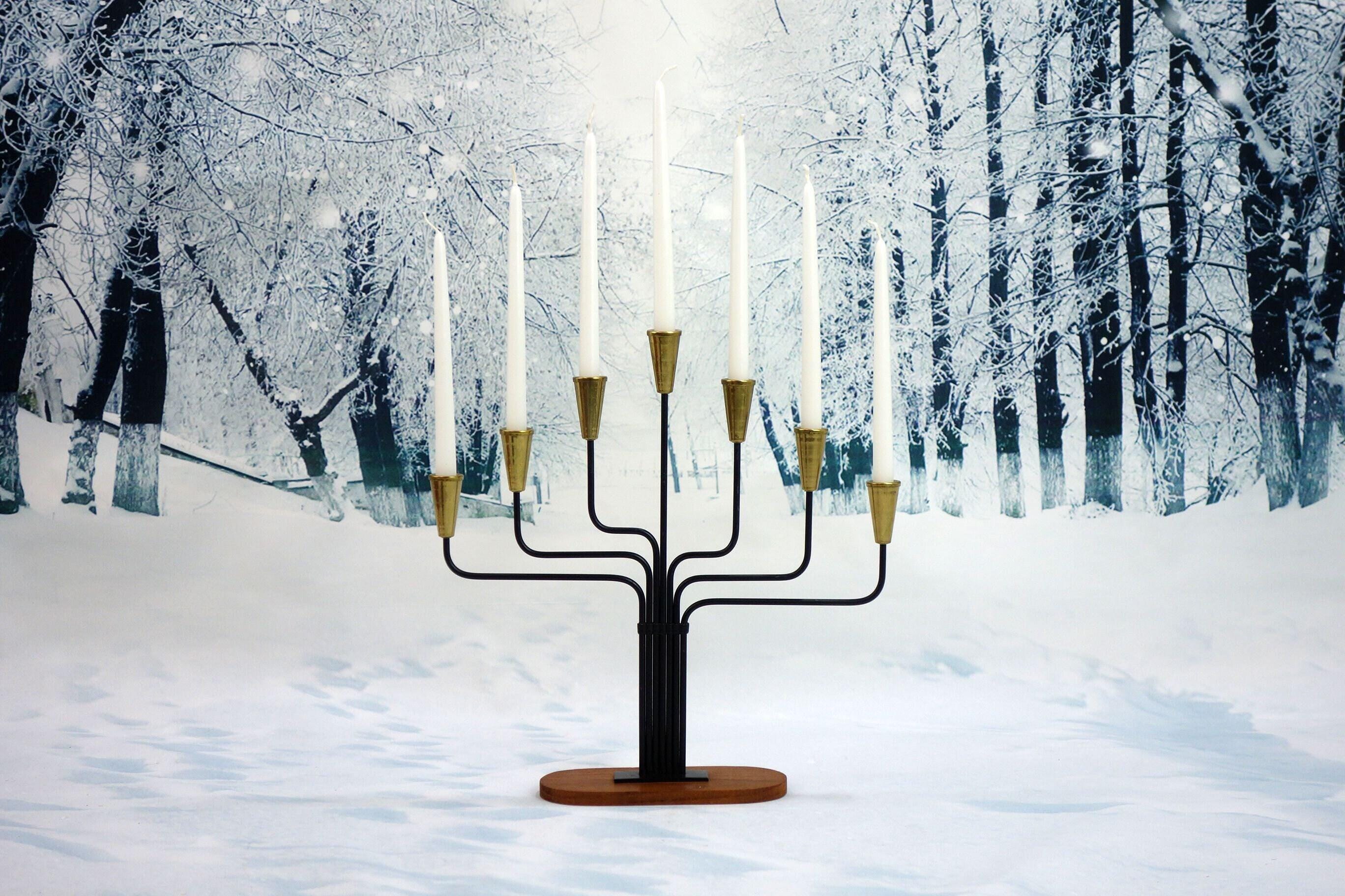 7本アームのスウェーデン製燭台、1950年代ミッドセンチュリーの