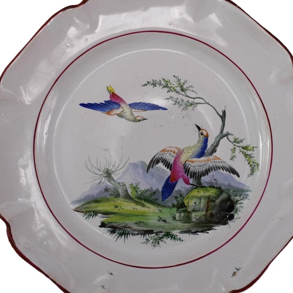 Ancienne Assiette Oiseau Emile Galle Saint Clement