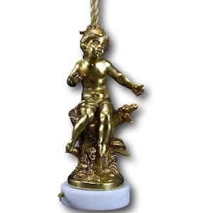 F Moreau Vergoldete Bronze Tischlampe Junges Mädchen Statue