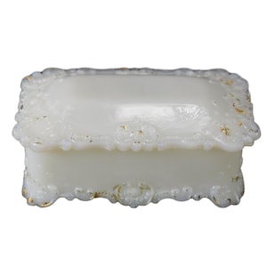 Rococo French Milk White Opaline Box Vallerysthal