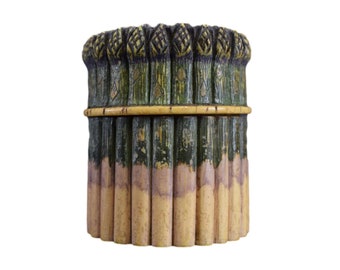Antique Painted Carved Etui Necessaire Sewing Travel Case Trompe l'Oeil Asparagus