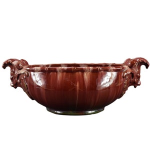 Clement Massier Mascaron Red Jardiniere, French Antique Golfe Juan Pottery Flower Centerpiece