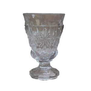 French Antique Charles X Handmade Water Wine Glass Goblet, Collectible Moulded Glass 19th.C, Creusot Glass