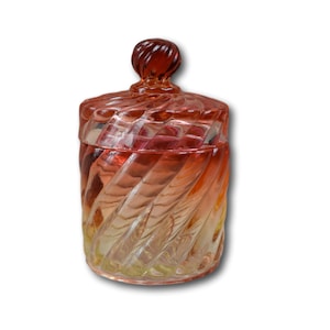 Baccarat Crystal Lidded Box, French Antique Pink Crystal Vanity Box, Bathroom Jar, Makeup Remover Pads Box Bambou Bamboo Tors