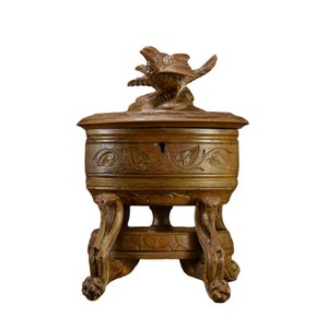 Boîte sculptée Forêt-Noire, cercueil à bijoux oiseau, boîte sur le thème de la chasse