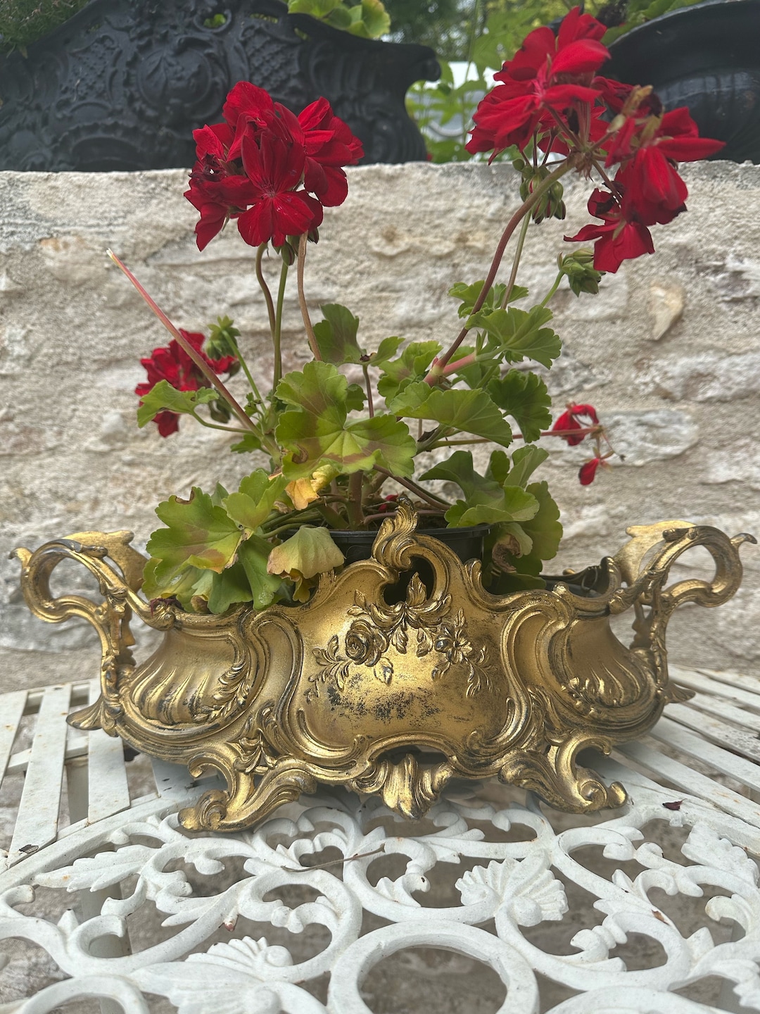Jardiniere Vintage Gilt Metal Rococo Centerpiece - Etsy