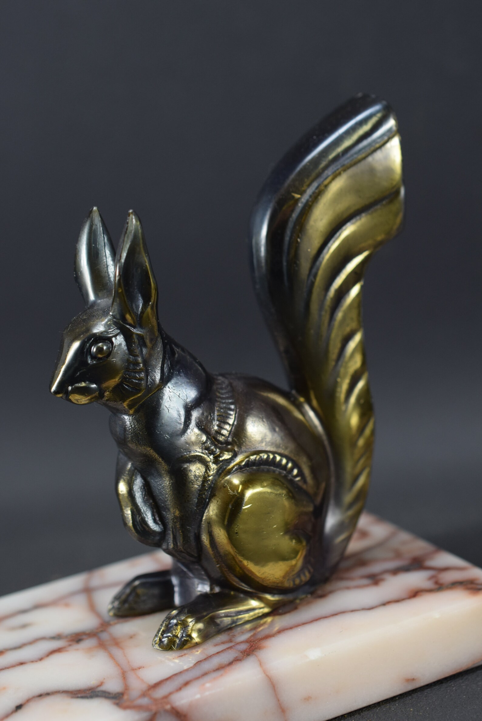 Vintage Pair Art Deco Squirrel Bookends on Marble Etsy
