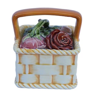 Français antique Sarreguemines majolique Roses panier - romantique shabby chic cookie cookie - Français Country Antiques Cottage vaisselle