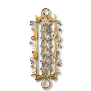 Raro porta biglietti da visita antico da parete, in ottone dorato con conchiglie Art Nouveau, organizer da parete, regalo per lei, accessorio da scrivania