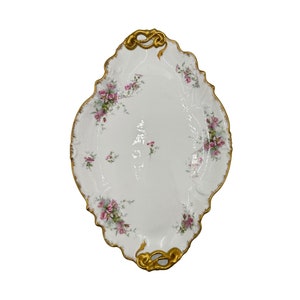 Limoges Porcelain Serving Dish French Antique Wild Rose Platter