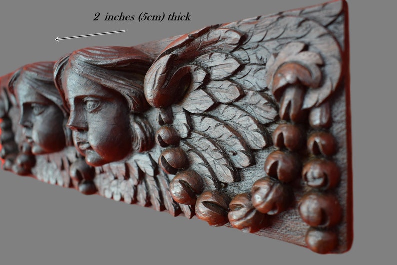 17th Century French Hand Carved Oak Wood Pediment Wall Panel image 2