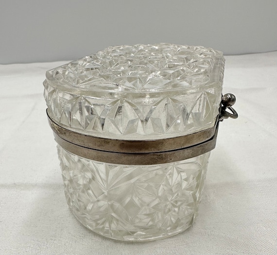 Antique French Cut Crystal Jewelry Box, Hand Cut … - image 7